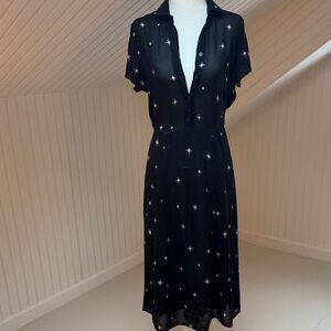 Reformation Elegant Black Star Pattern Dress